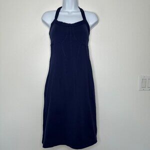 Athleta Halter Dress Navy Blue‎ Modra Size 4 Tall